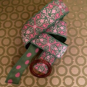 Cotton double sided belt with acrylic round buckle